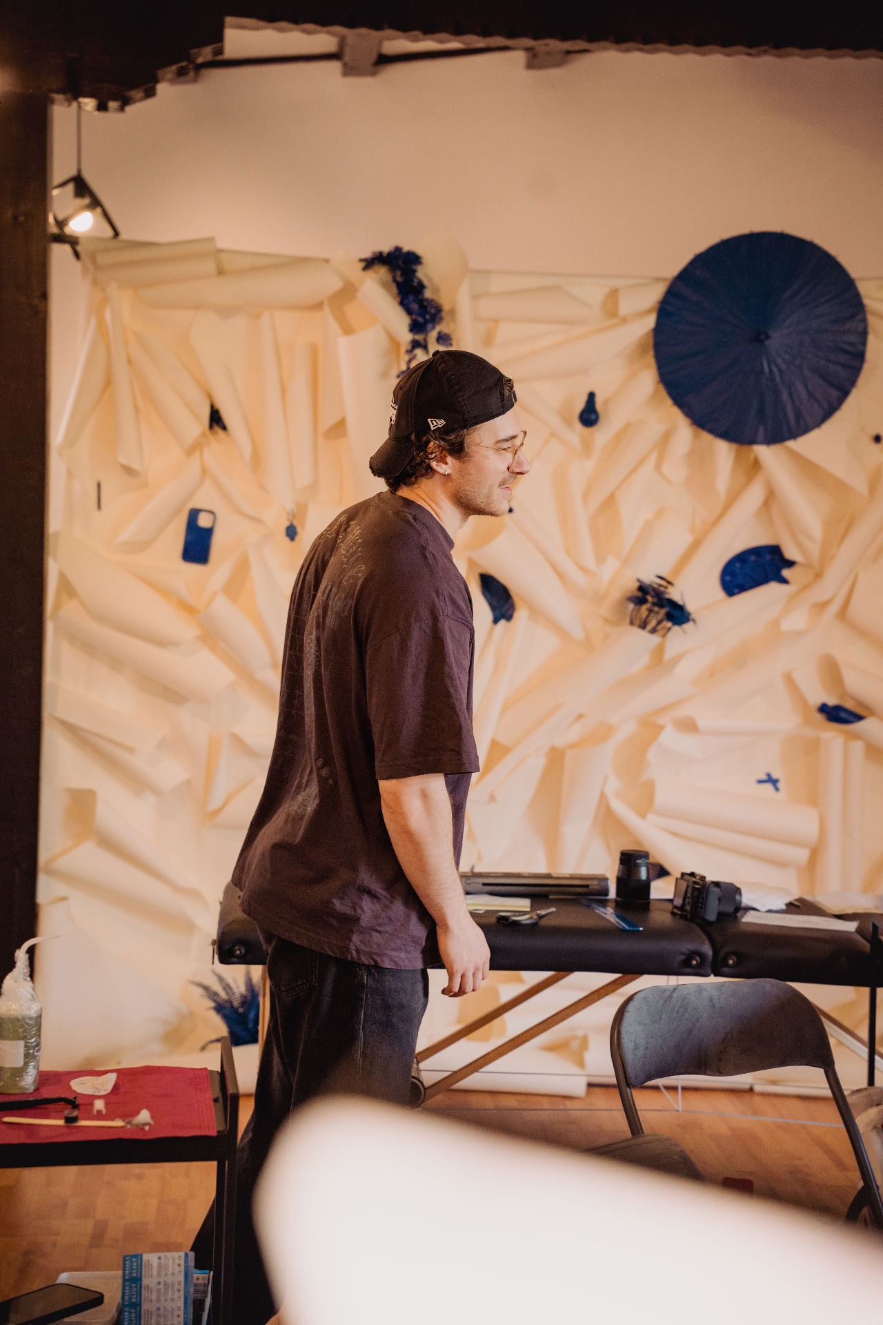 Alex Coseraru in his studio space in Bucharest